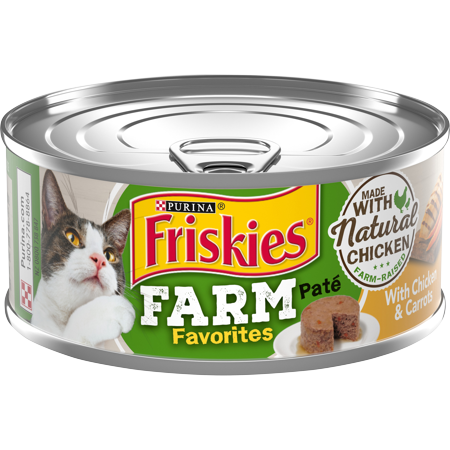 Purina Friskies Farm Favorites Pate Wet Cat Food Chicken Carrot  5.5 Oz Can.