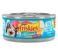 Friskies Tasty Treasures Prime Fillet with Ocean Fish & Tuna Scallop Flavor Canned Cat Food 5.5-oz, Case of 24