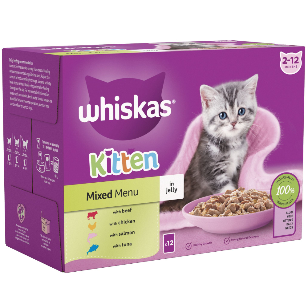 Whiskas KittenWet Cat Food Beef in Jelly.