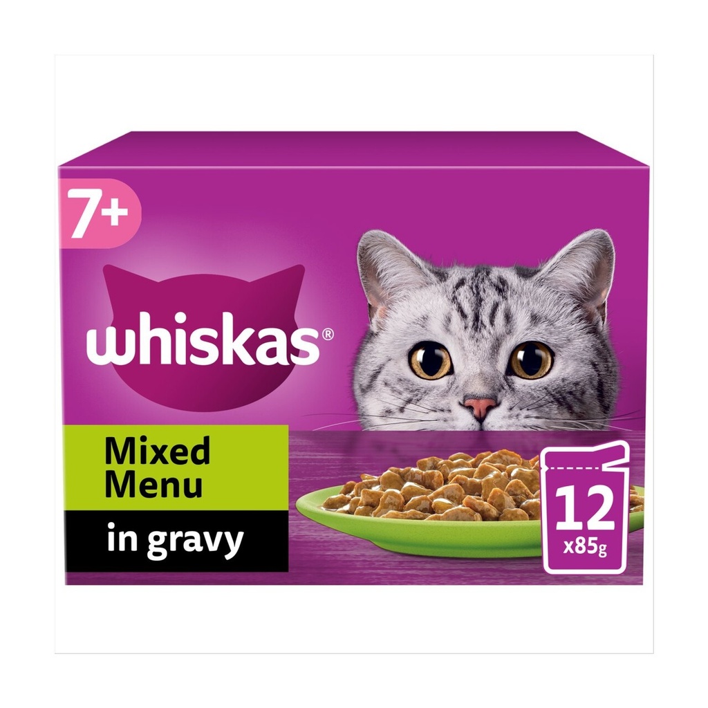Whiskas 7+Senior Wet Cat Food Beef in Gravy.