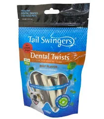 Tail Swingers Dental Twists beef flavor Small dog.