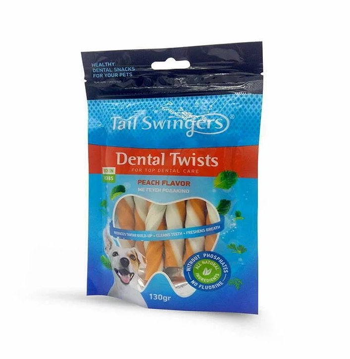 Tail Swingers Dental Twists Peach Flavor 130G