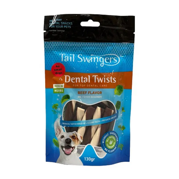 Tail Swingers Dental Twists Beef Flavor Small Dogs 130G
