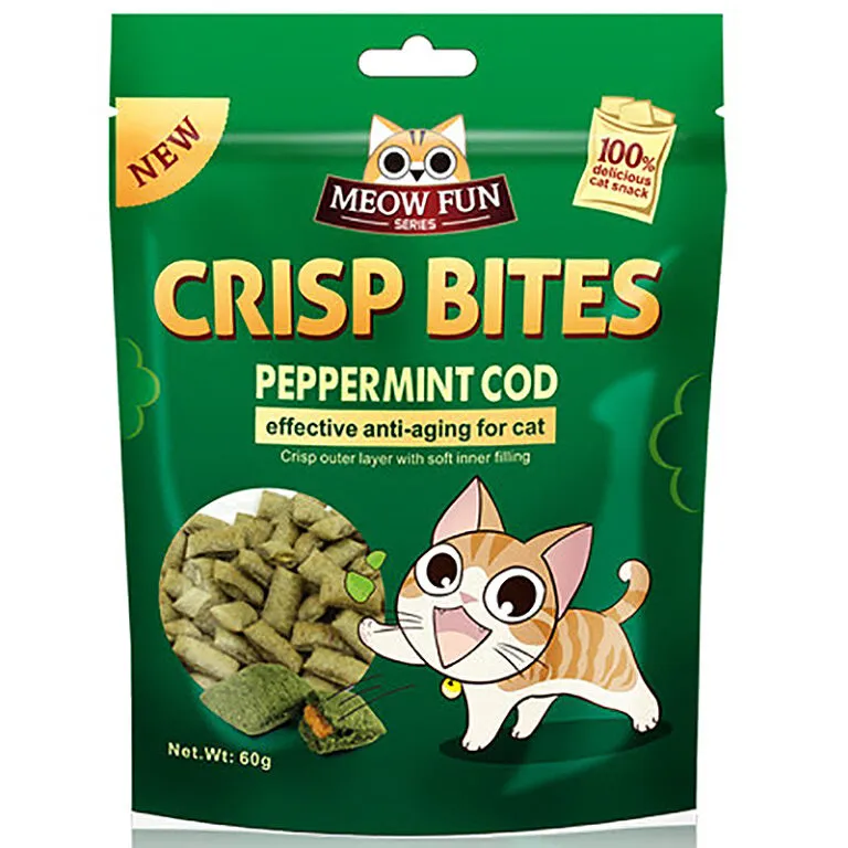 Meow Fun Crisp Bites Peppermint Cod 60G