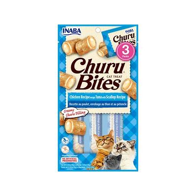Inaba Churu Bites Cat Treats Chicken Recipe Wraps - Tuna with Scallop Filling (3 X 10g Packs)