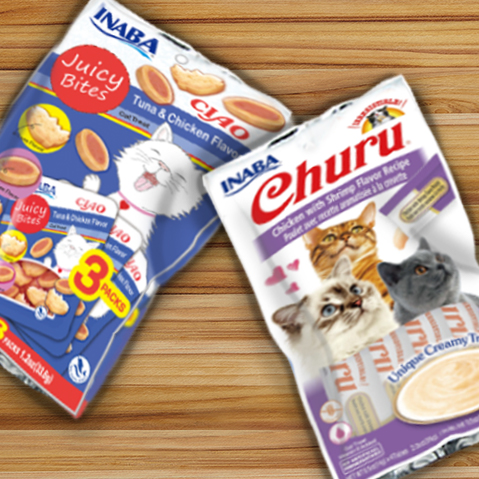 INABA Churu Cat Treats  Grain-Free  Lickable  Squeezable Creamy Purée Cat Treat/Topper with Vitamin E & Taurine 0.5 Ounces Each Tube  4 Tubes  Chicke
