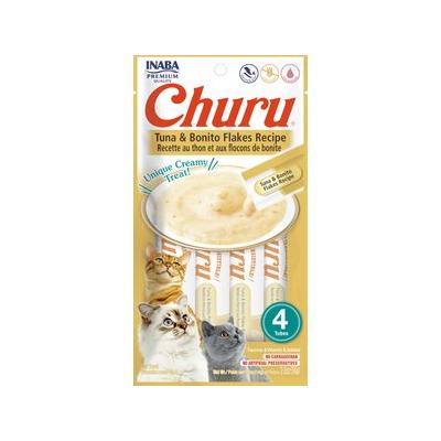 Inaba Churu Purees Tuna with Bonito Flakes Recipe Cat Treats, .5 Oz., Count of 4