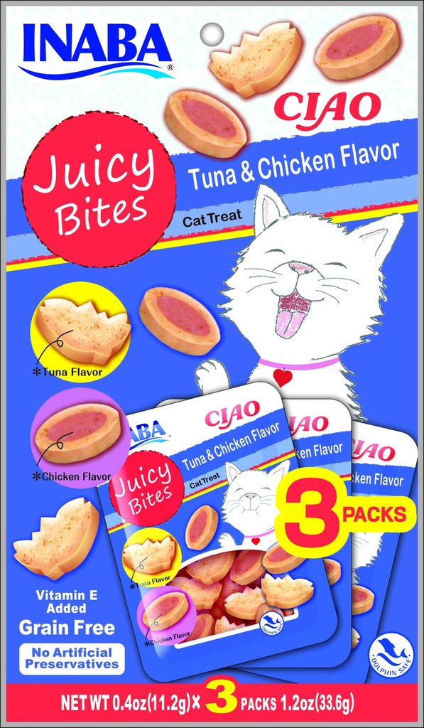 Inaba Chicken & Tuna Flavor Soft Treat for Cat  0.4 Oz. (3 Count)