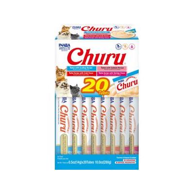 Inaba Churu Variety Box Tuna, Scallop, Salmon, Crab & Shrimp Seafood Cat Treats, .5 Oz., Count of 20