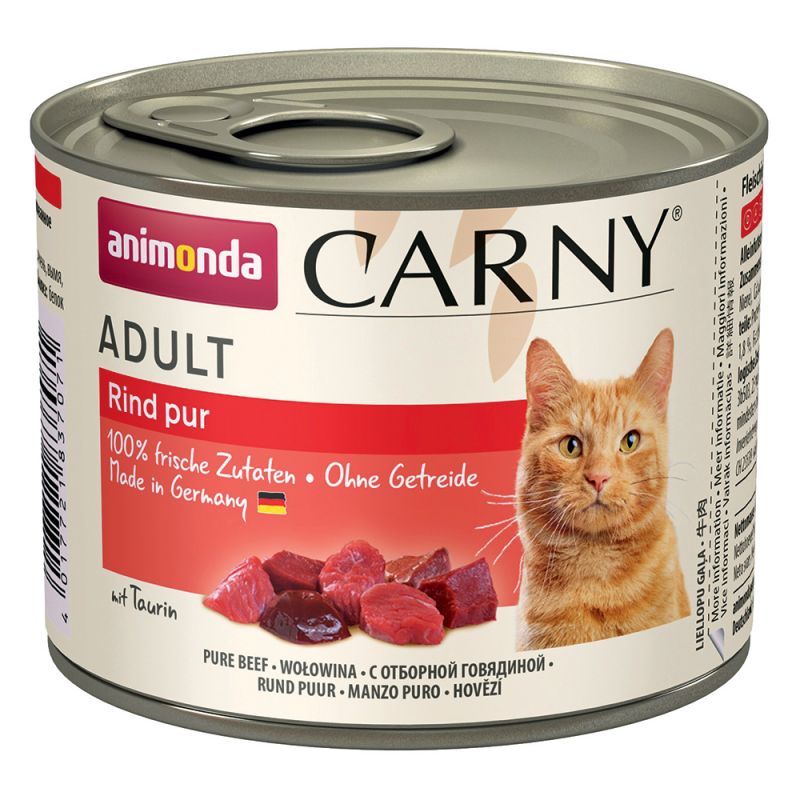 Animonda Carny Adult Cat Food, Wet Food for Adult Cats, Beef 200g