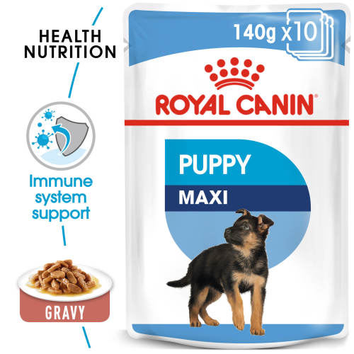 Royal Canin Maxi Wet Puppy Food Chunks in Gravy 10 X 140G Pouch